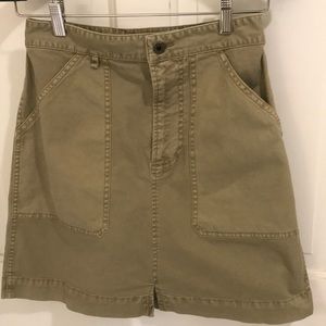 Denim khaki A-line high waisted shirt skirt